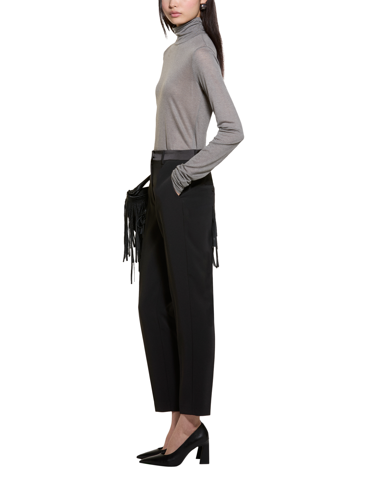 Product image 4 of 5, which shows SISLEY Ruffle Cuff Long Sleeve Top, Grey, S
