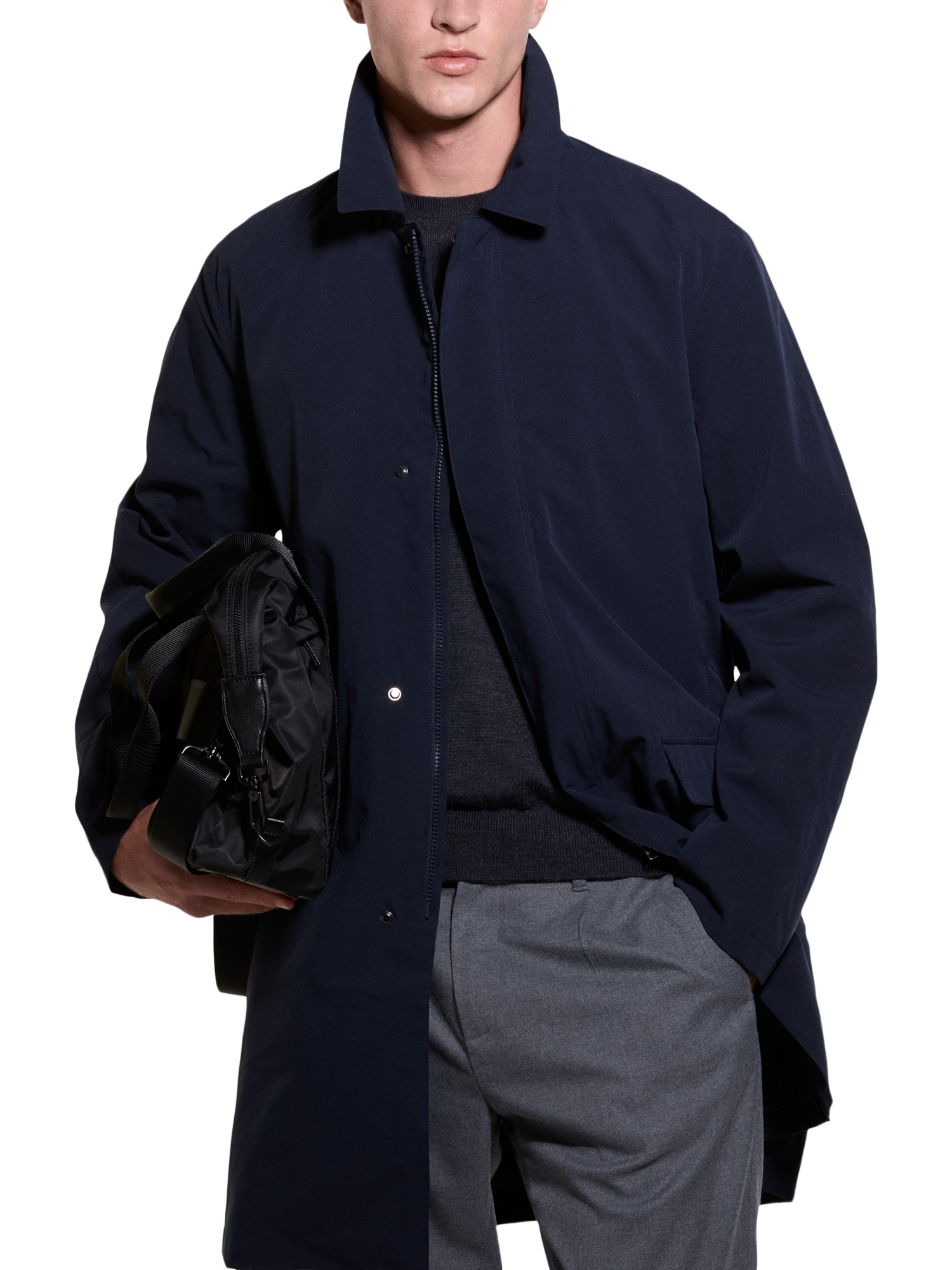 SISLEY Men's Padded Trench Coat, Blue