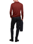 SISLEY Wool Blend Regular Fit Long Sleeve Polo Shirt, Red
