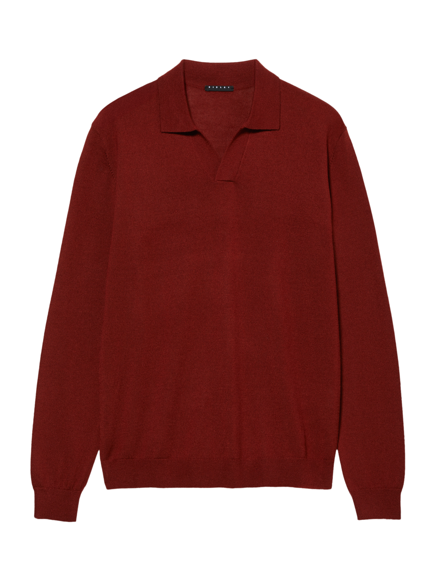 Product image 4 of 4, which shows SISLEY Wool Blend Regular Fit Long Sleeve Polo Shirt, Red, XXL