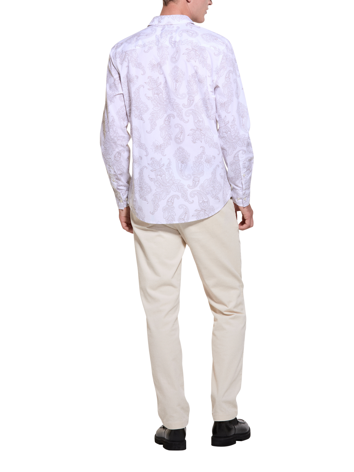 Product image 2 of 5, which shows SISLEY Cotton Regular Fit Paisley Shirt, White, 15.5