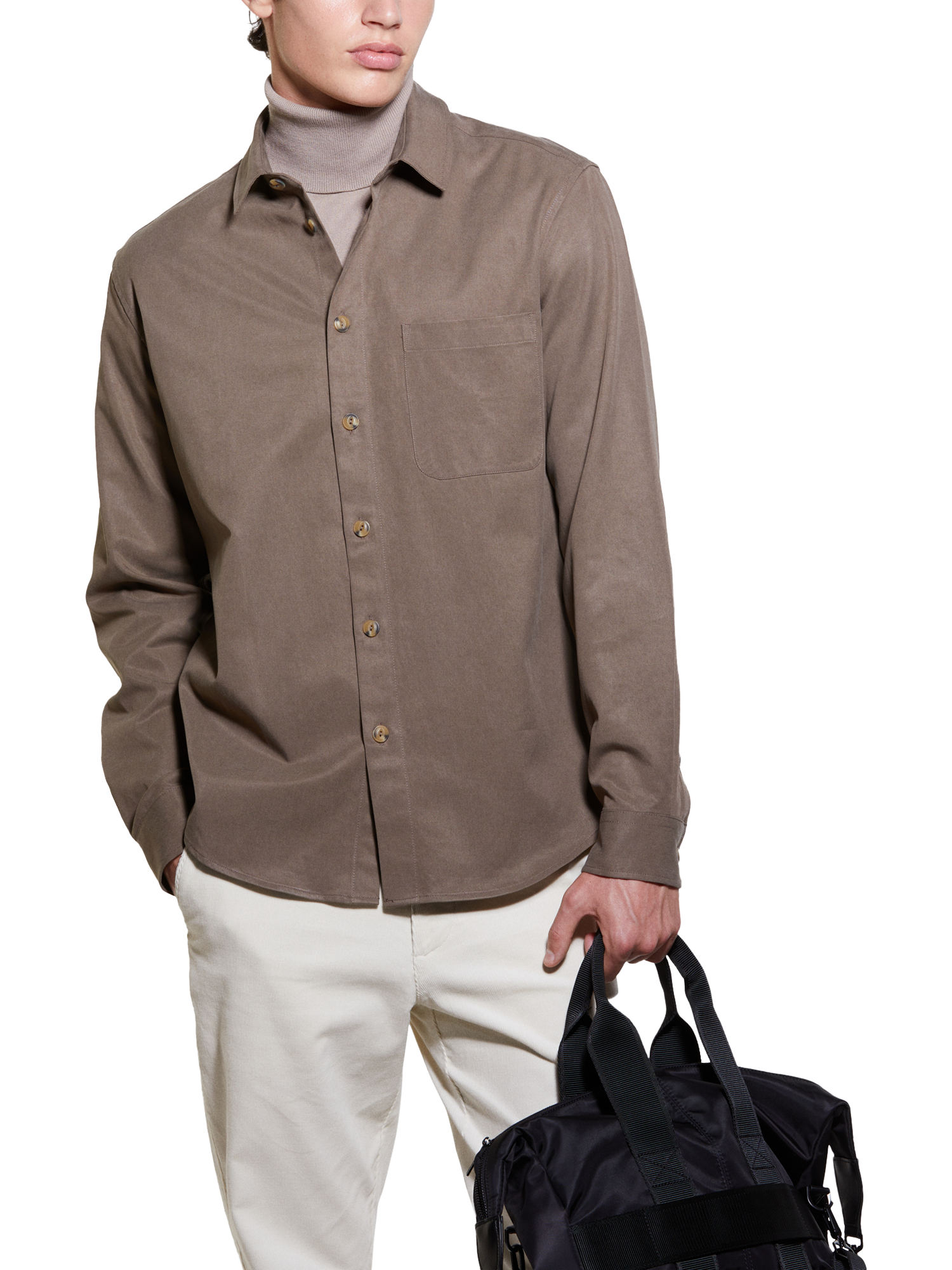 Product image 1 of 5, which shows SISLEY Cotton Blend Regular Fit Shirt, Brown, XXL