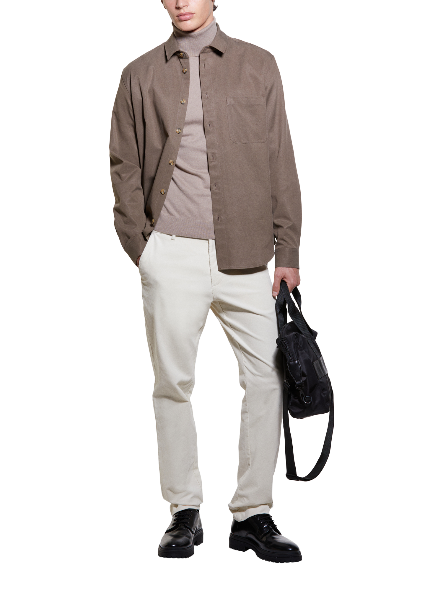Product image 3 of 5, which shows SISLEY Cotton Blend Regular Fit Shirt, Brown, XXL
