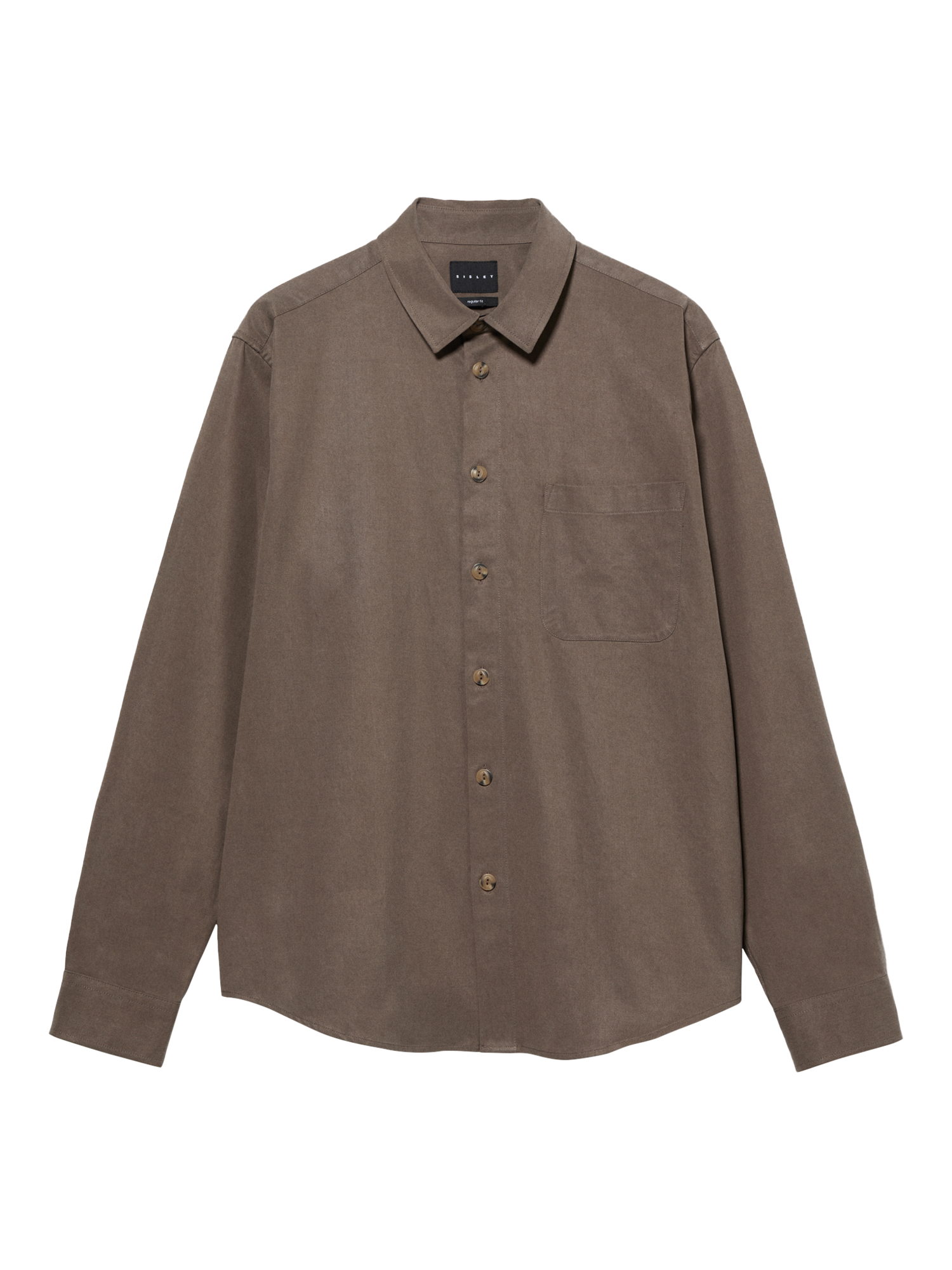 Product image 5 of 5, which shows SISLEY Cotton Blend Regular Fit Shirt, Brown, XXL