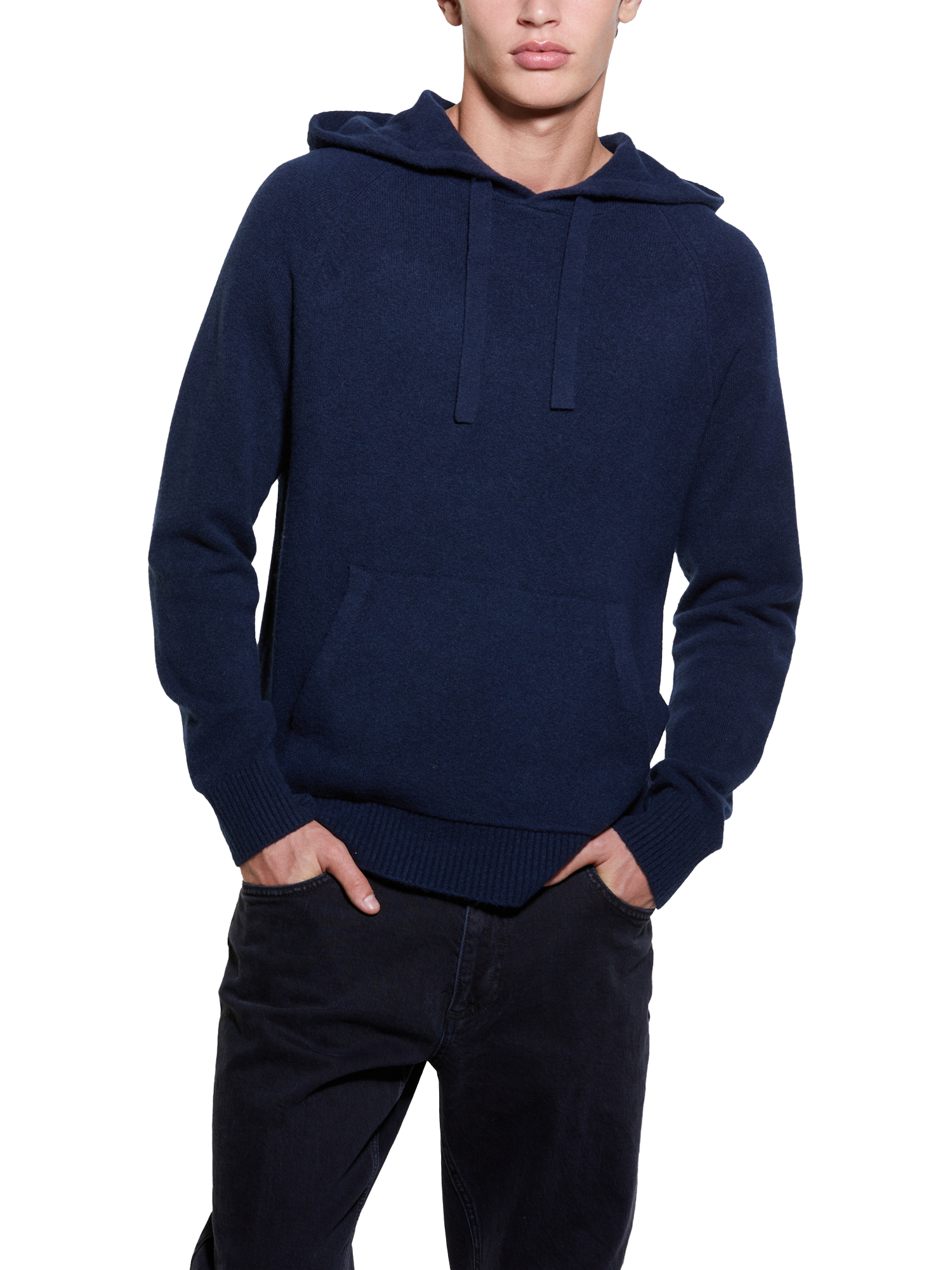 Product image 1 of 2, which shows SISLEY Cotton Blend Knit Hoodie, Blue, XXL