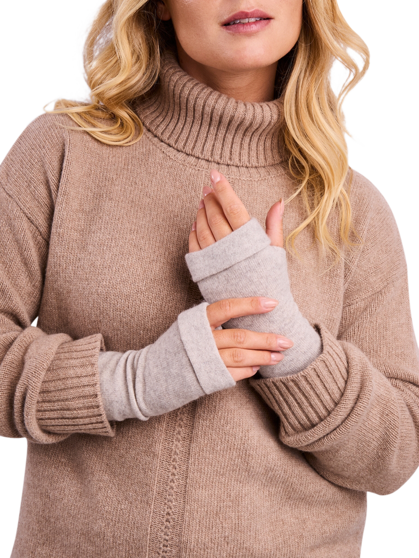 Product image 3 of 3, which shows Celtic & Co. Fingerless Pure Cashmere Gloves, Light Grey