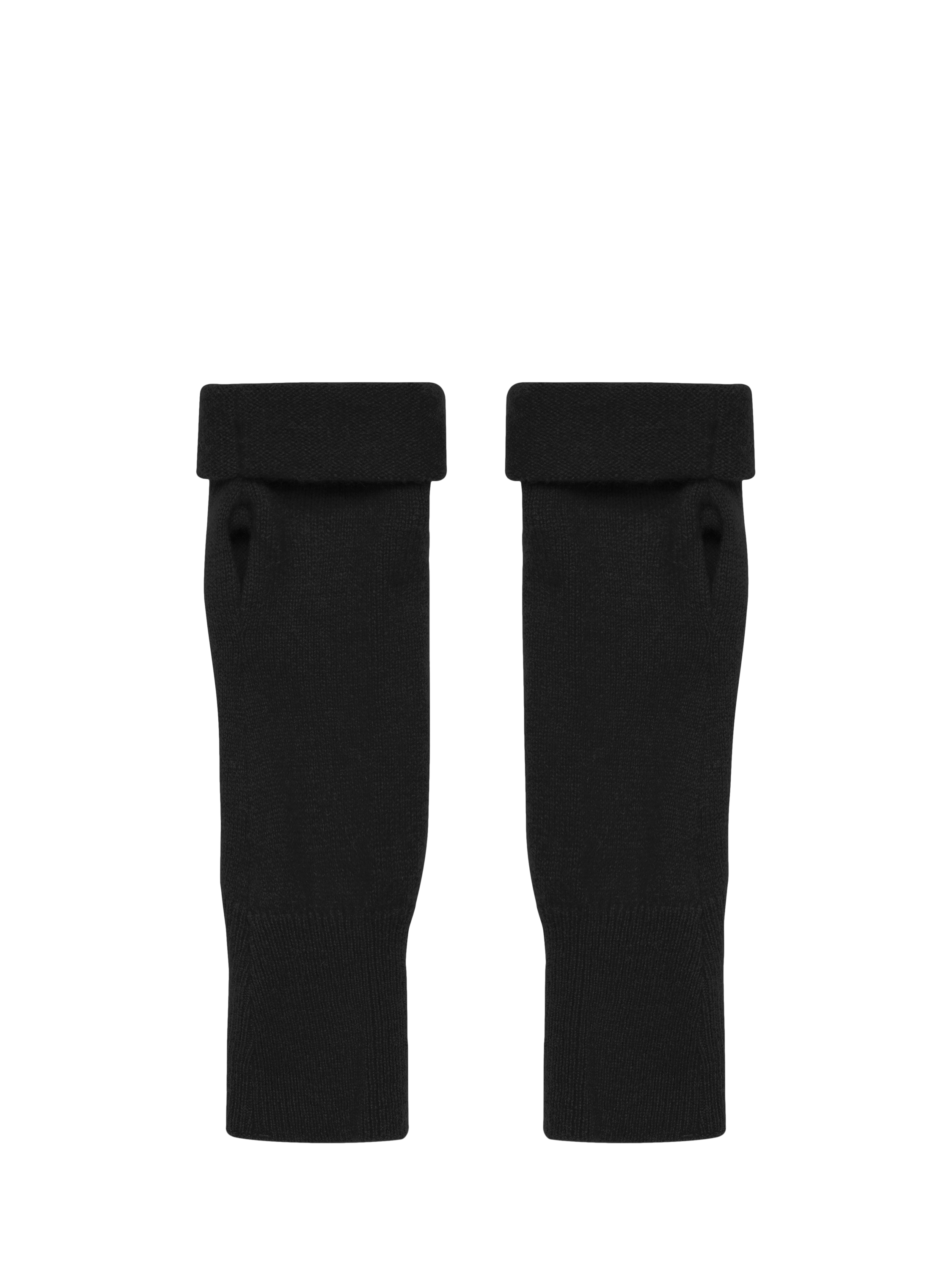 Product image 1 of 2, which shows Celtic & Co. Fingerless Pure Cashmere Gloves, Black