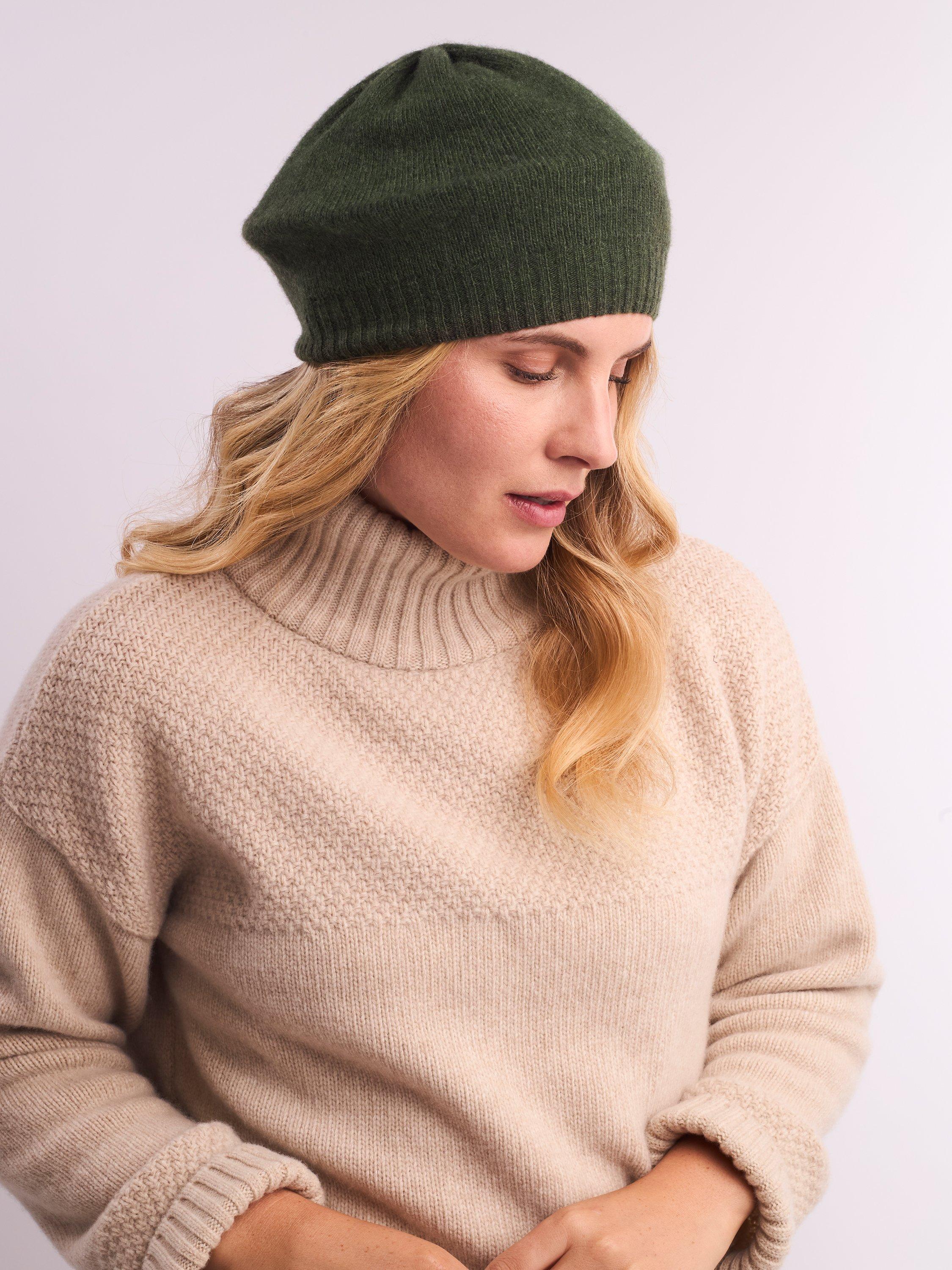 Product image 2 of 4, which shows Celtic & Co. Super Soft Pure Geelong Lambswool Beret, Olive
