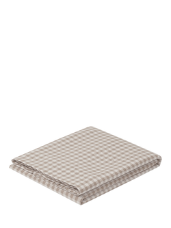 Piglet in Bed Gingham Linen Blend Flat Sheet - view 2, Mushroom