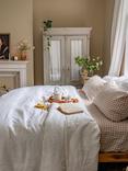 Piglet in Bed Gingham Linen Fitted Sheet, Mushroom
