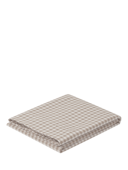 Piglet in Bed Gingham Linen Flat Sheet - view 2, Mushroom