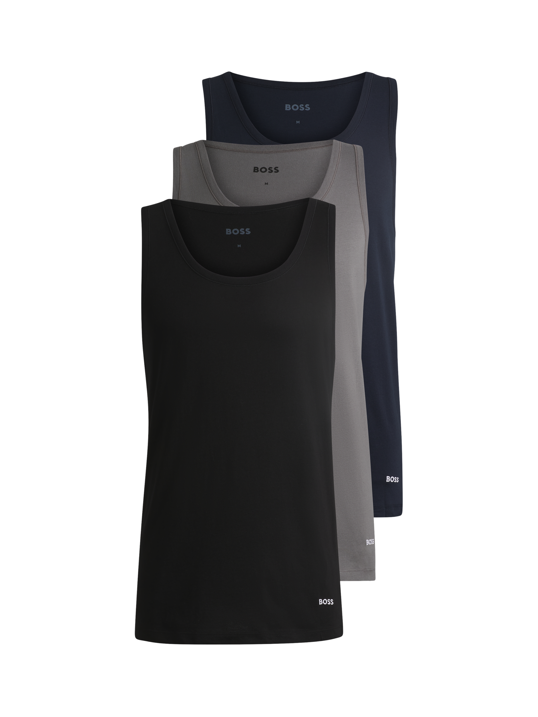 Product image 5 of 5, which shows BOSS Cotton Tank Top Vest, Pack of 3, Multi, L