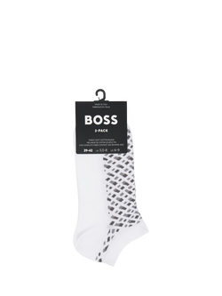 BOSS Monogram Trainers Socks, Pack of 2, White/Grey - view 2, White/Grey