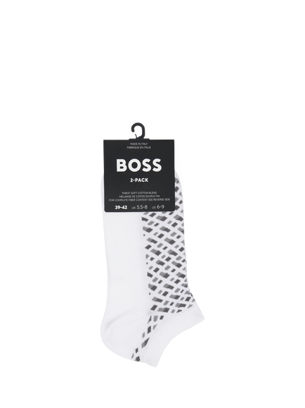 BOSS Monogram Trainers Socks, Pack of 2, White/Grey - view 2, White/Grey