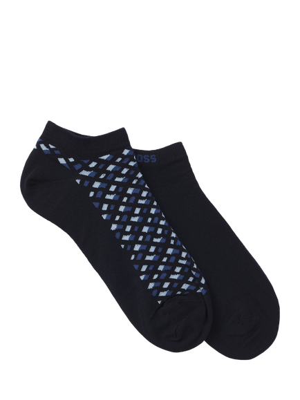 BOSS Monogram Trainer Socks, Pack of 2, Navy/Multi, Navy/Multi