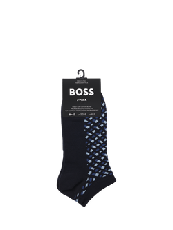 BOSS Monogram Trainer Socks, Pack of 2, Navy/Multi - view 2, Navy/Multi
