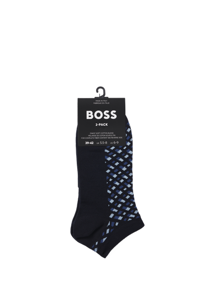 BOSS Monogram Trainer Socks, Pack of 2, Navy/Multi - view 2, Navy/Multi