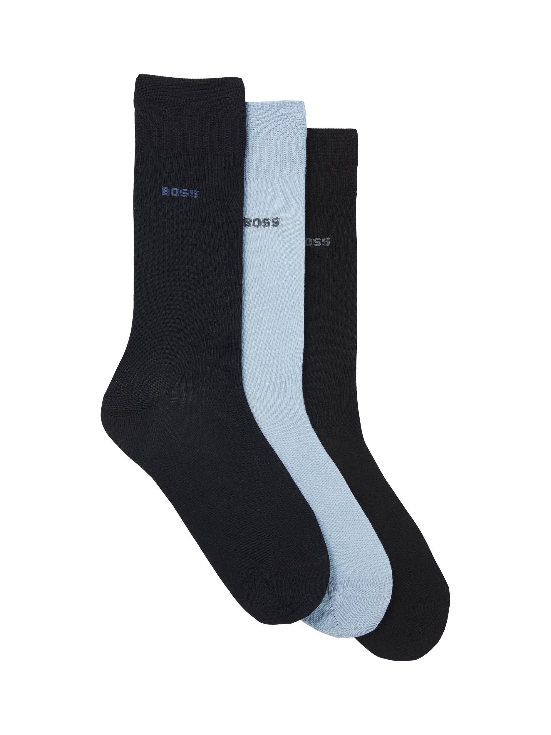 Product image 1 of 3, which shows BOSS Logo Ankle Socks, Pack of 3, Blue/Multi, S-M