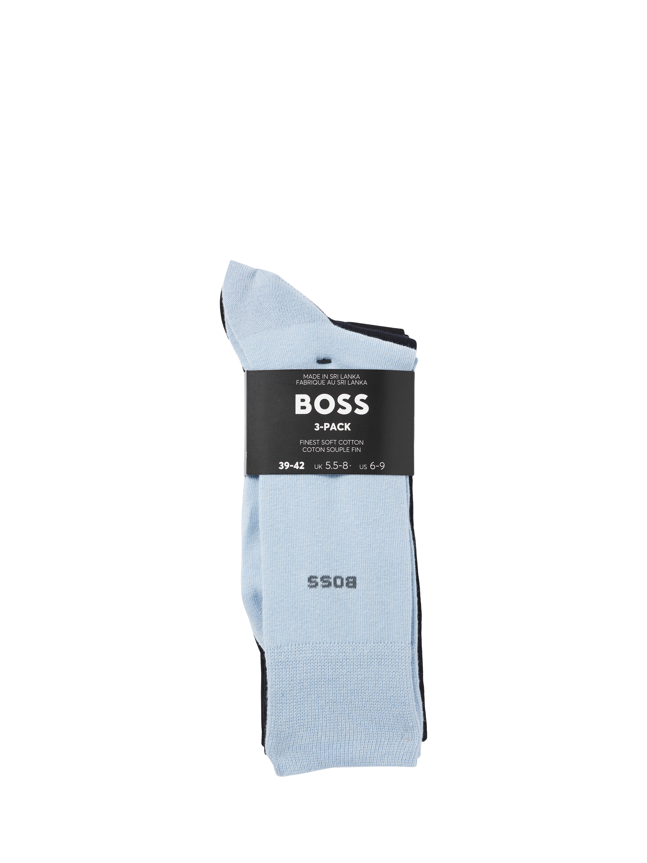 Product image 2 of 3, which shows BOSS Logo Ankle Socks, Pack of 3, Blue/Multi, S-M