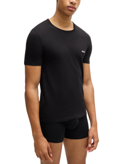 BOSS Embroidered Logo Cotton Underwear T-Shirt, Pack of 3, Black, Black