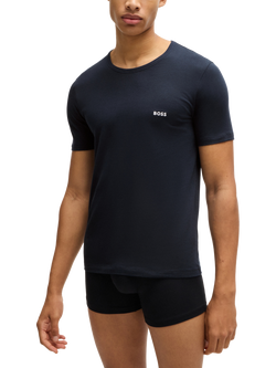 BOSS Embroidered Logo Cotton Underwear T-Shirt, Pack of 3, Black - view 2, Black