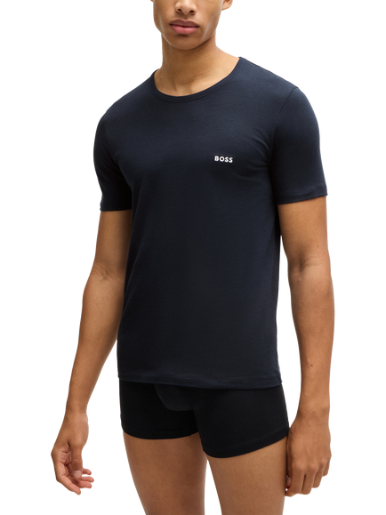 BOSS Embroidered Logo Cotton Underwear T-Shirt, Pack of 3, Black - view 2, Black