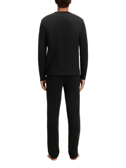 HUGO BOSS BOSS Crew Neck Long Sleeve Cotton Blend Pyjama Top - view 2, Black