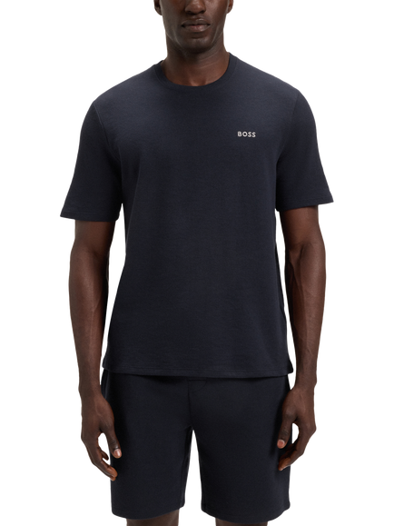 HUGO BOSS BOSS Crew Neck Cotton Blend Pyjama Top, Dark Blue
