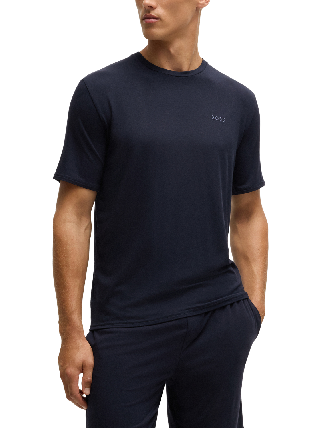 Product image 1 of 5, which shows HUGO BOSS BOSS Bamboo Short Pyjama Set, Dark Blue, M