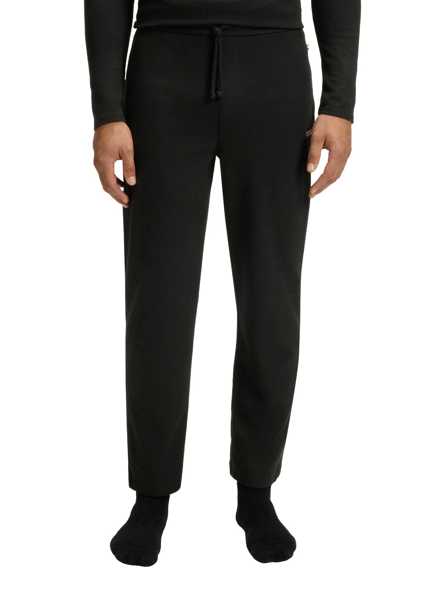 Product image 1 of 5, which shows HUGO BOSS BOSS Drawstring Cotton Blend Pyjama Bottoms, Black, L