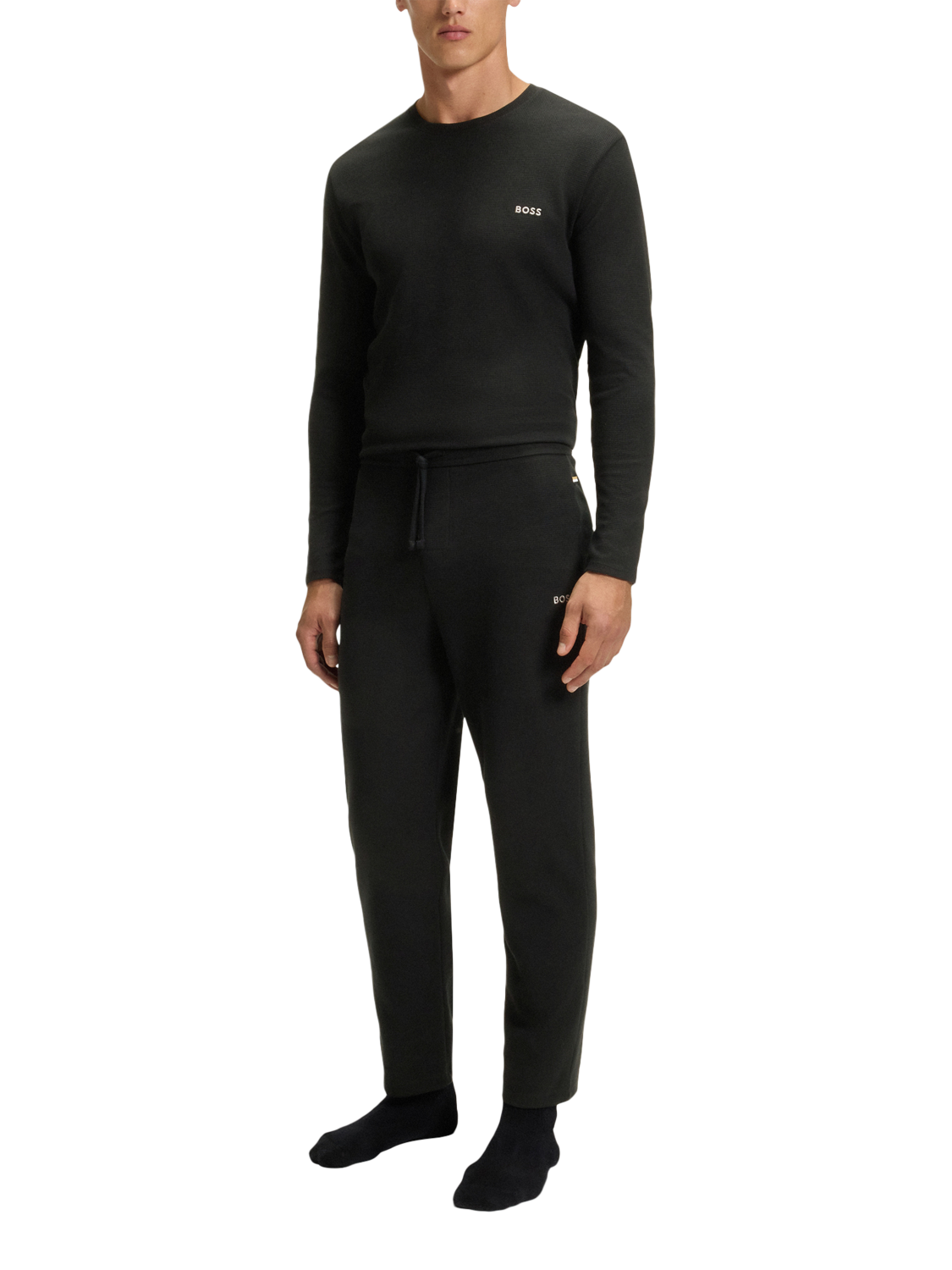 Product image 3 of 5, which shows HUGO BOSS BOSS Drawstring Cotton Blend Pyjama Bottoms, Black, L
