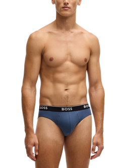 BOSS Logo Briefs, Pack of 3, Blue/Multi, Blue/Multi