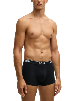 BOSS Stretch Cotton Logo Waistband Trunks, Pack of 3, Multi, Multi