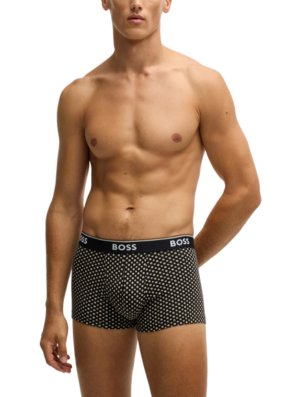 BOSS Stretch Cotton Logo Waistband Trunks, Pack of 3, Multi - view 2, Multi
