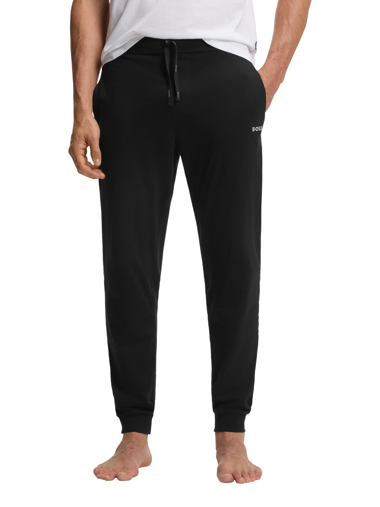 Product image 1 of 5, which shows HUGO BOSS BOSS Drawstring Cotton Blend Pyjama Bottoms, Black, M