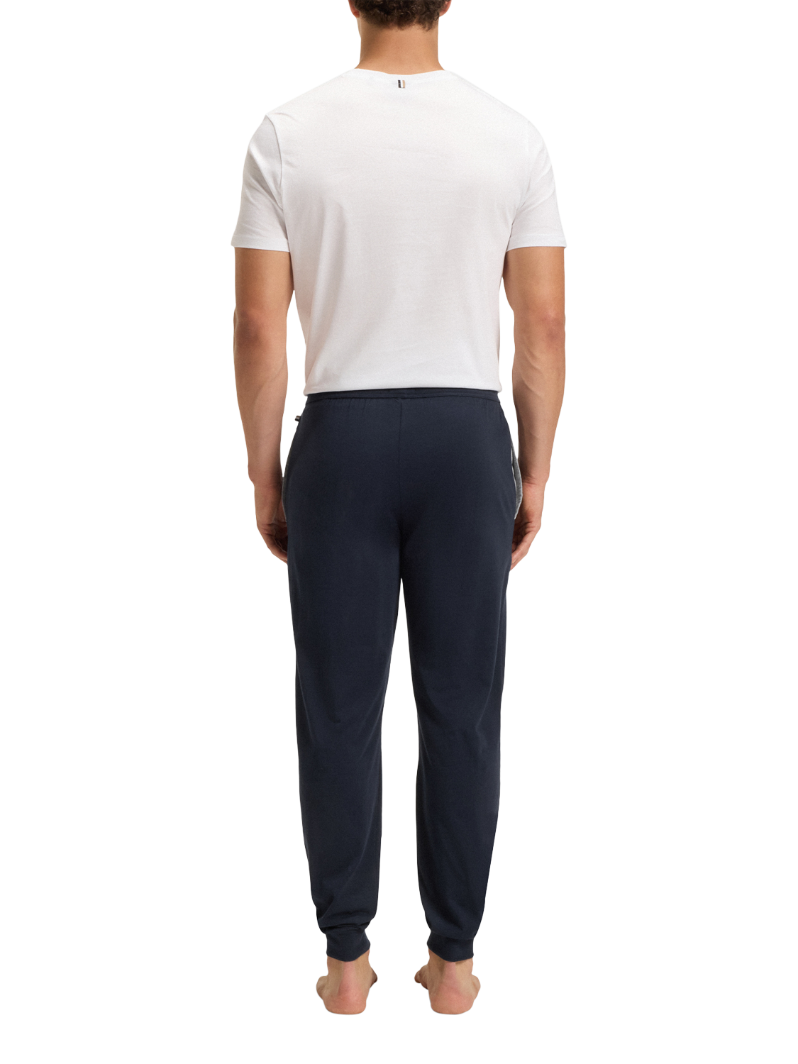 Product image 2 of 5, which shows HUGO BOSS BOSS Drawstring Cotton Blend Pyjama Bottoms, Dark Blue, S