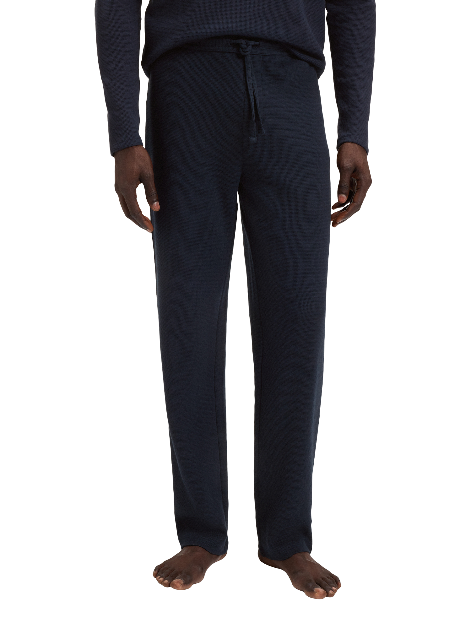 Product image 1 of 6, which shows HUGO BOSS BOSS Drawstring Cotton Blend Pyjama Bottoms, Dark Blue, S