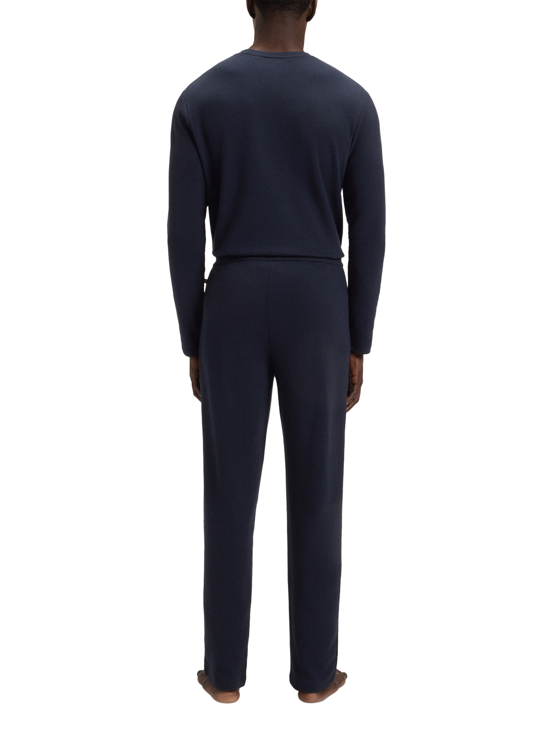 Product image 2 of 6, which shows HUGO BOSS BOSS Drawstring Cotton Blend Pyjama Bottoms, Dark Blue, S