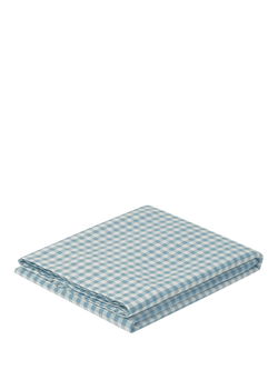 Piglet in Bed Gingham Linen Blend Flat Sheet - view 2, Warm Blue