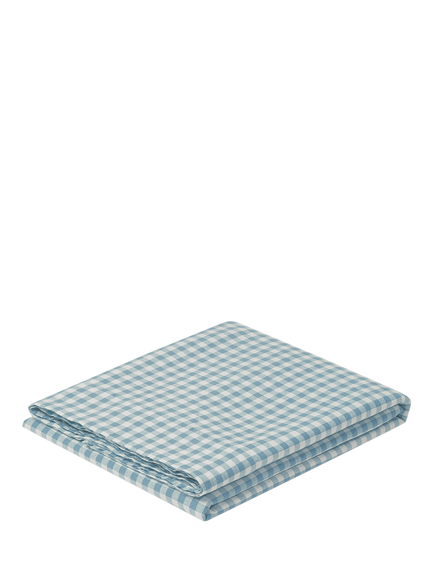 Piglet in Bed Gingham Linen Blend Flat Sheet - view 2, Warm Blue