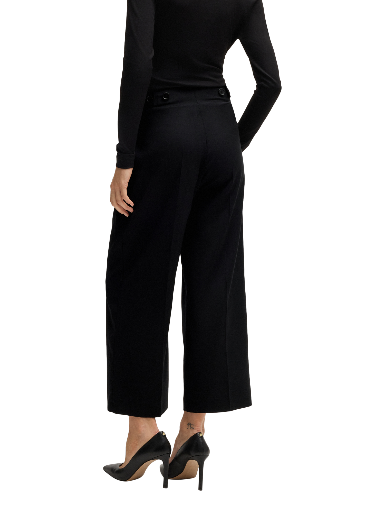 Product image 2 of 6, which shows BOSS Tamania Pure Wool Trousers, Black, 16