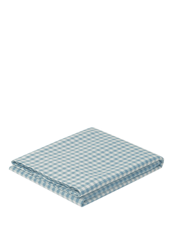 Piglet in Bed Gingham Linen Flat Sheet - view 2, Warm Blue