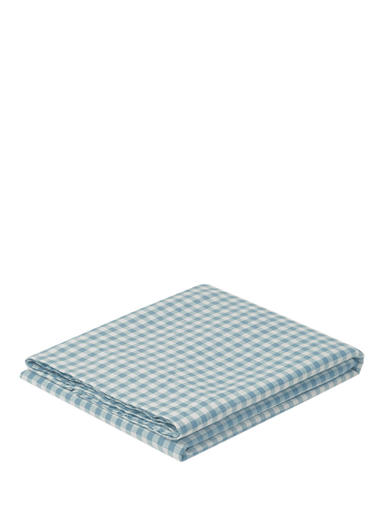 Piglet in Bed Pure Linen Gingham Flat Sheet - view 2, Warm Blue