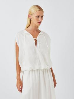 John Lewis Sleeveless Tie Front Top, Off White