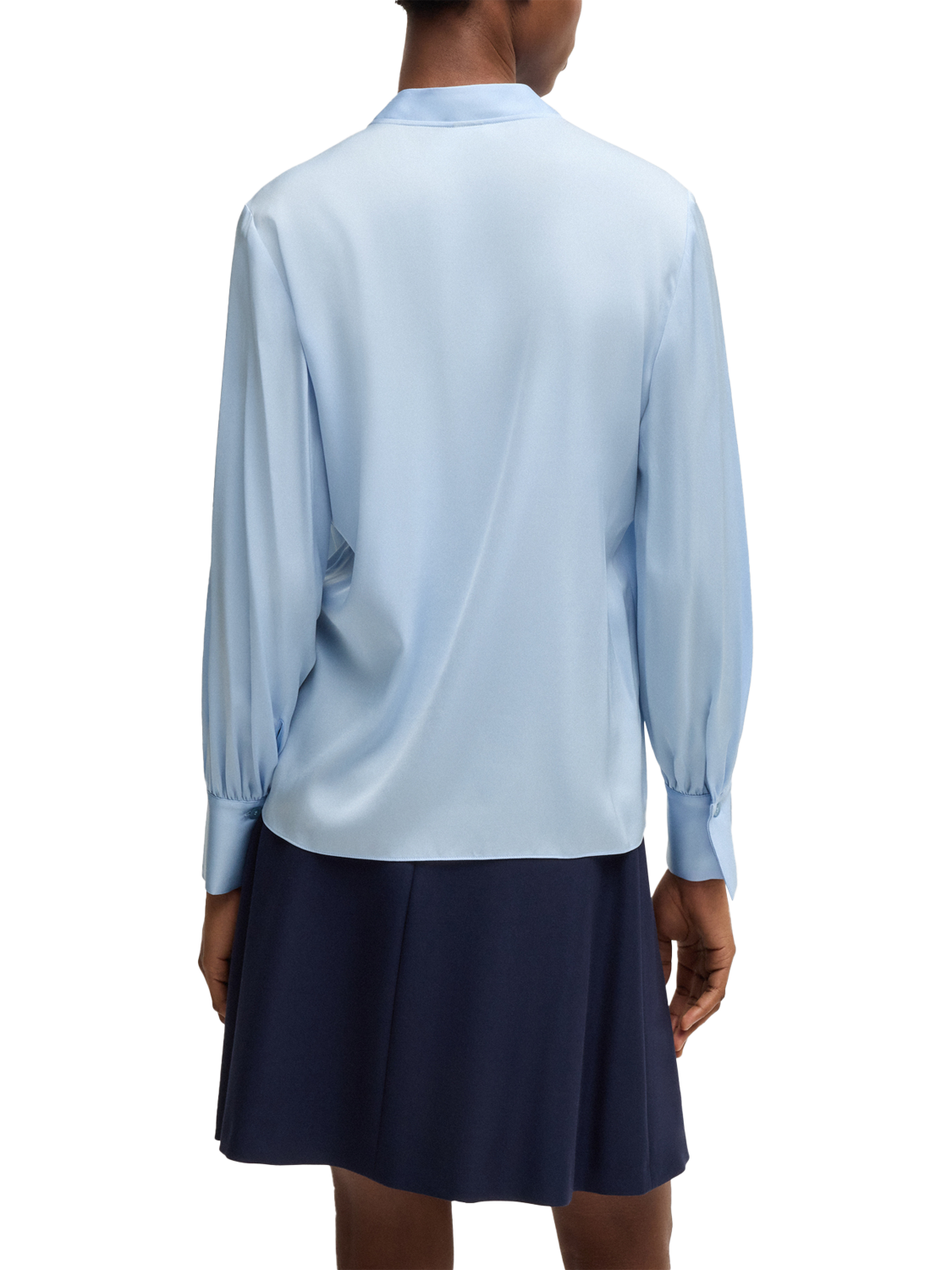 Product image 2 of 6, which shows BOSS Barabi Silk Rich Tie Front Top, Light Blue, 4