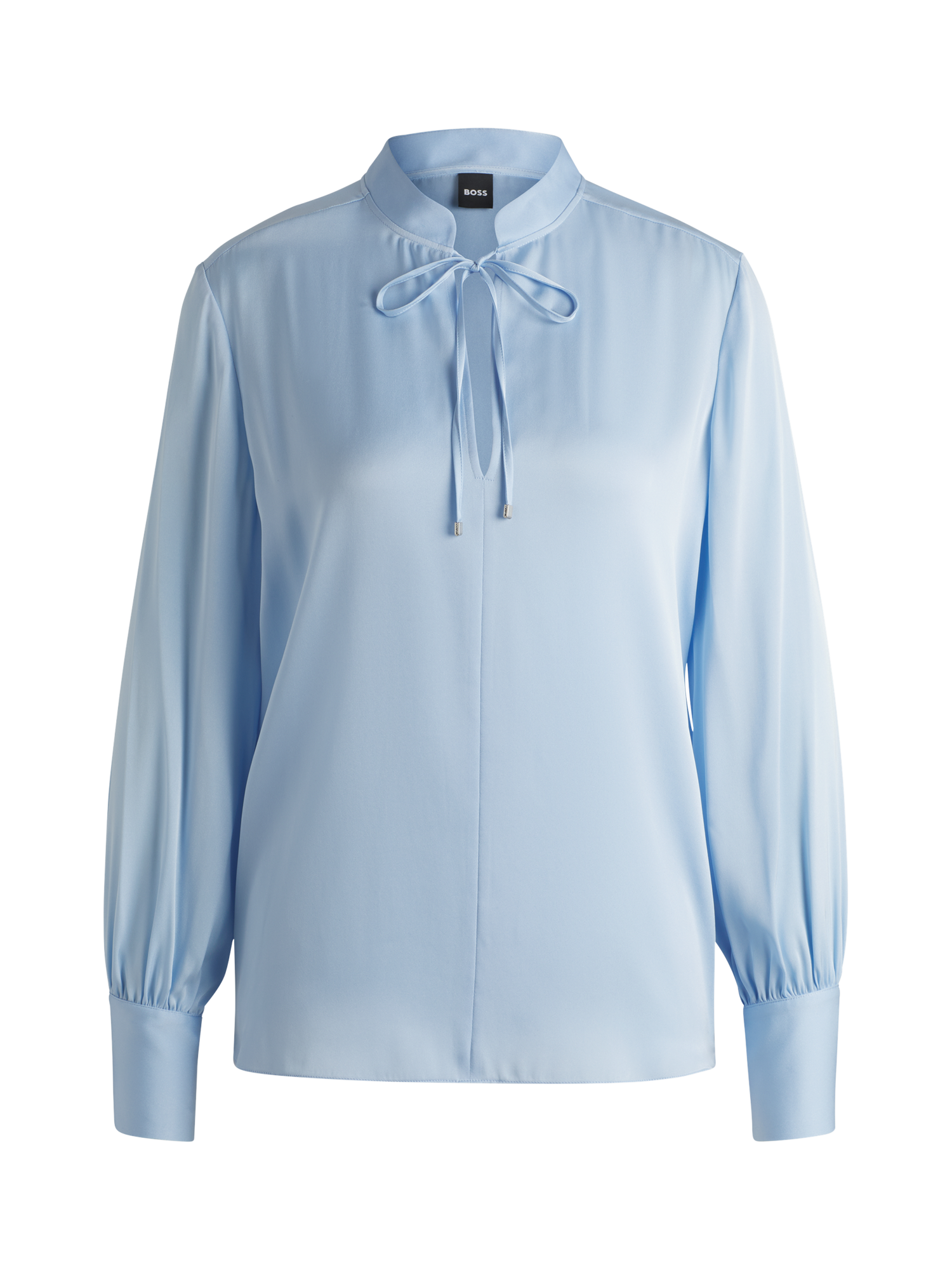 Product image 4 of 6, which shows BOSS Barabi Silk Rich Tie Front Top, Light Blue, 4