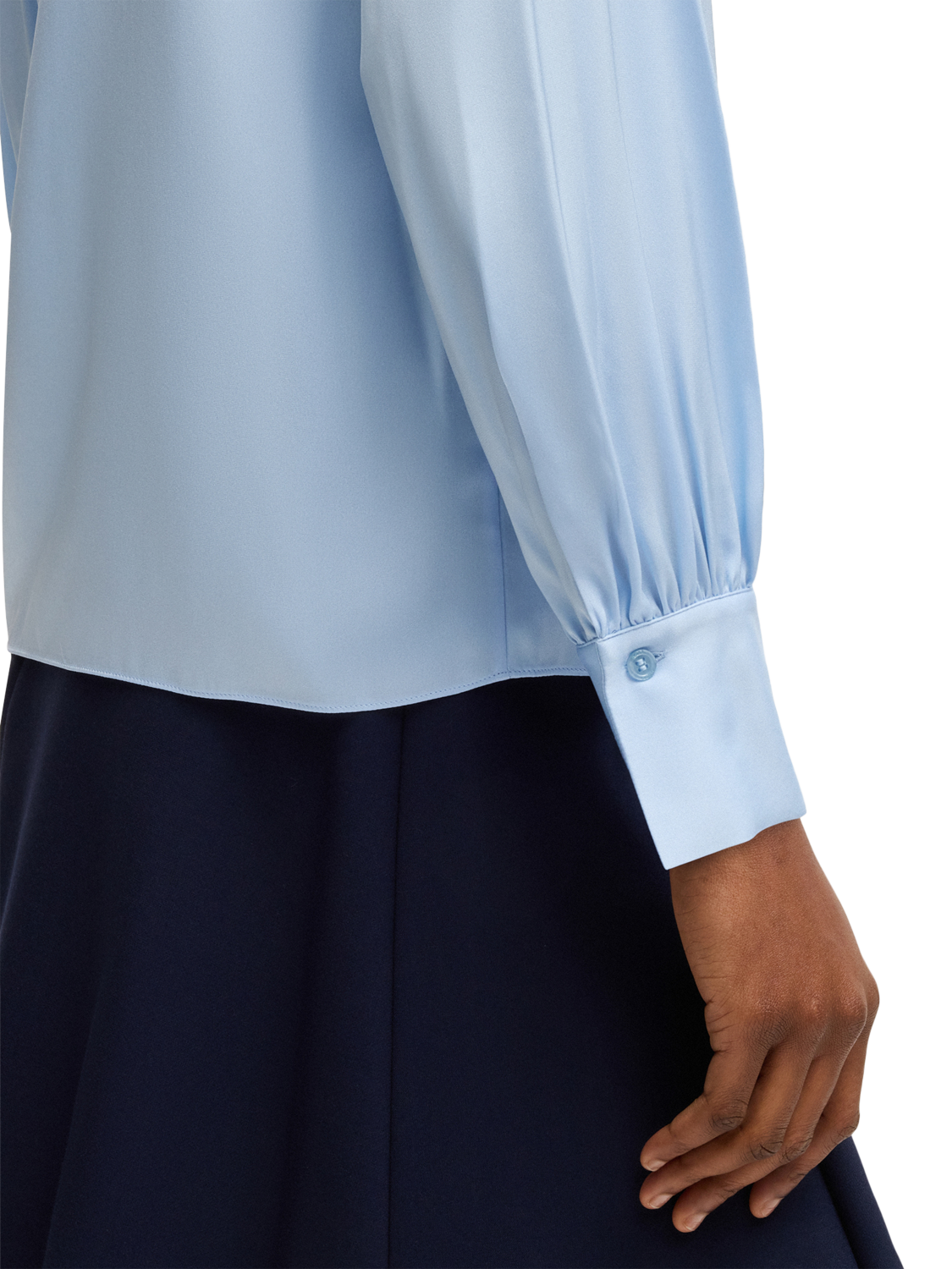 Product image 6 of 6, which shows BOSS Barabi Silk Rich Tie Front Top, Light Blue, 4