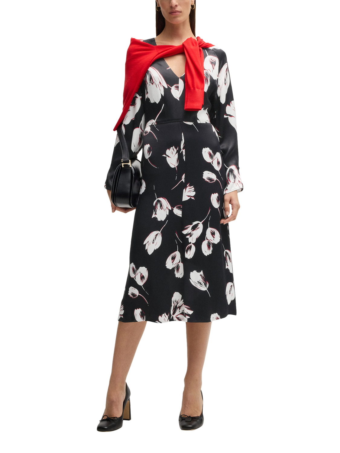 Product image 3 of 6, which shows BOSS Diesha Floral Dress, Black/Multi, 8