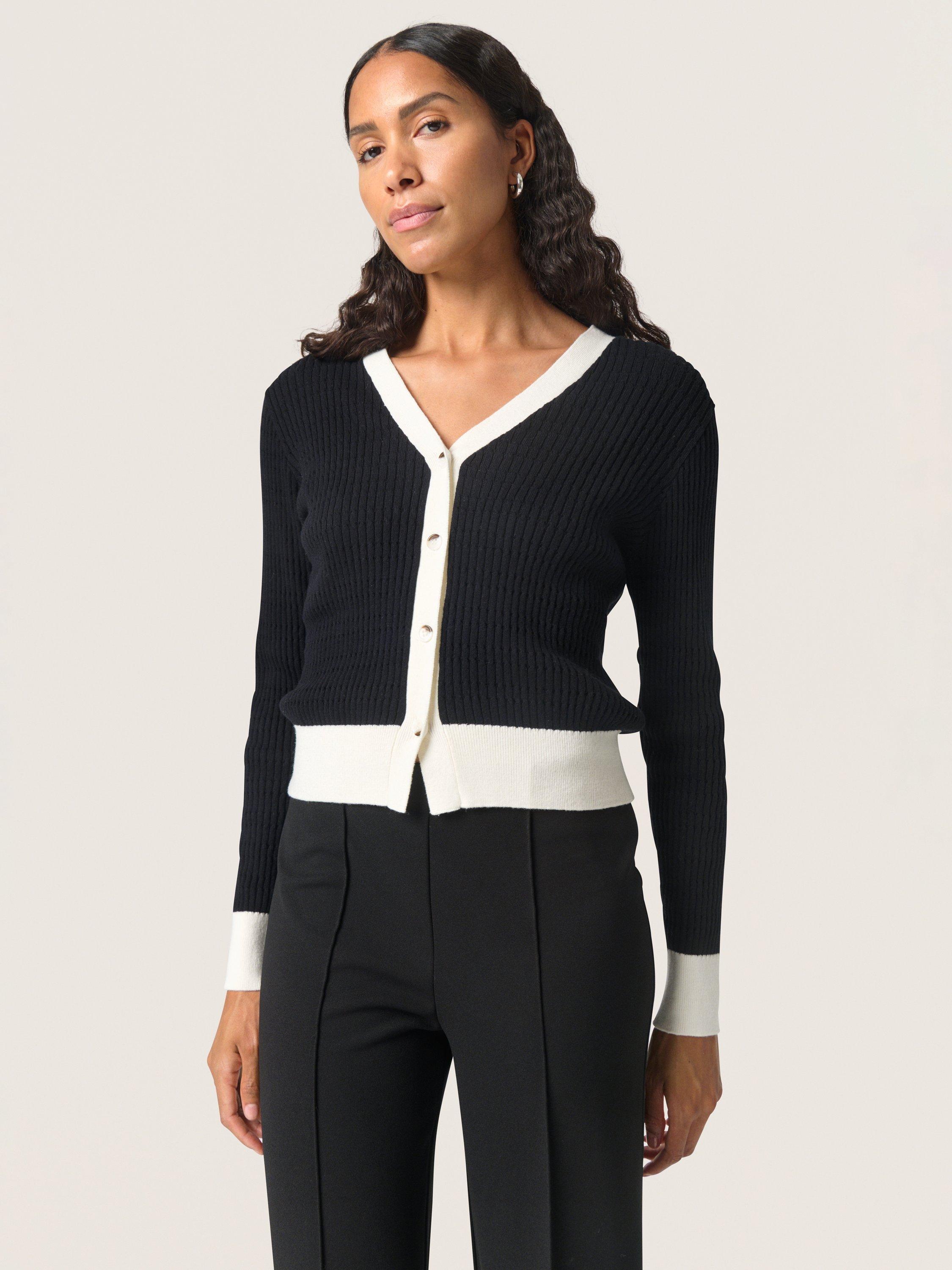 Soaked In Luxury Sanja Wool Cotton Blend Cardigan, Black