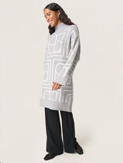 Soaked in Luxury SLHedaya Knit Dress, Grey/White